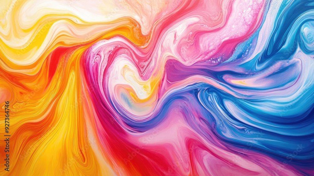 Fototapeta premium Soft pinks and purples flow together in a delicate and calming abstract fluid art pattern.