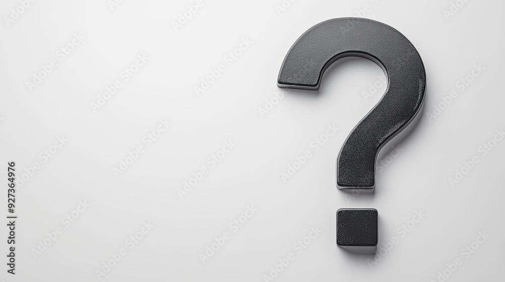 Top view of a large, bold question mark on a white background, with plenty of space for text around it. Top view of a large, bold question mark on a white background, with plenty of space for text around it.