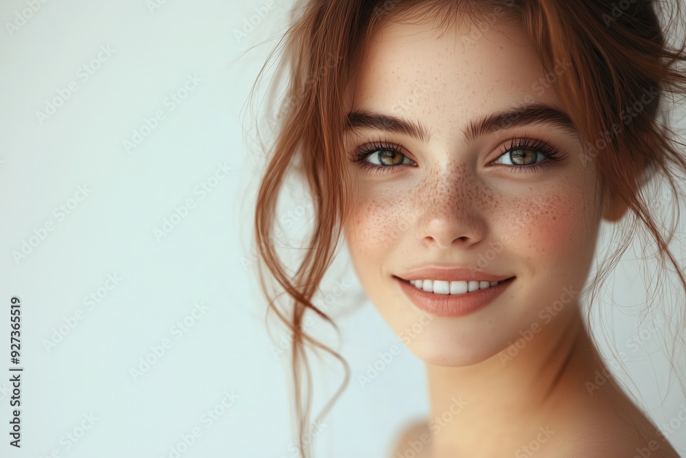 Portrait of a beautiful young woman with a happy smile and clean, fresh skin on a white background Portrait of a beautiful young woman with a happy smile and clean, fresh skin on a white background