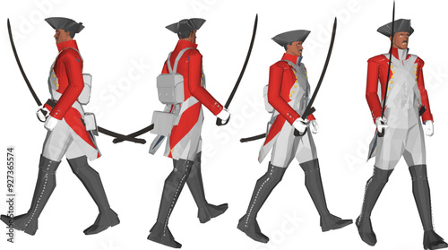 Vector sketch illustration design of soldier in royal era uniform preparing with sword weapon