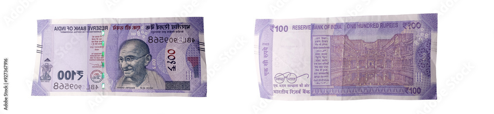 Fototapeta premium Indian 100 Rupees Note - Authentic Currency Bill of India
