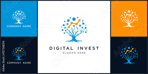 Vector of digital invest logo dan icon design template, can be used in various media easily, editable