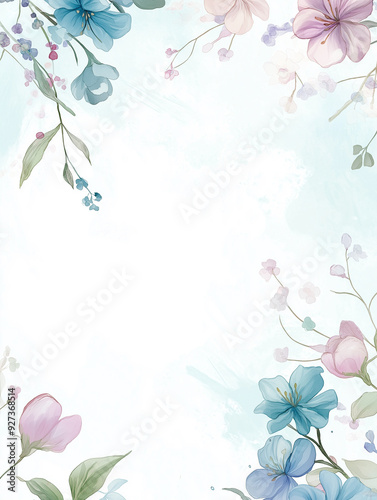 unlined letter paper with a pastel background and delicate 2D floral graphics along the borders