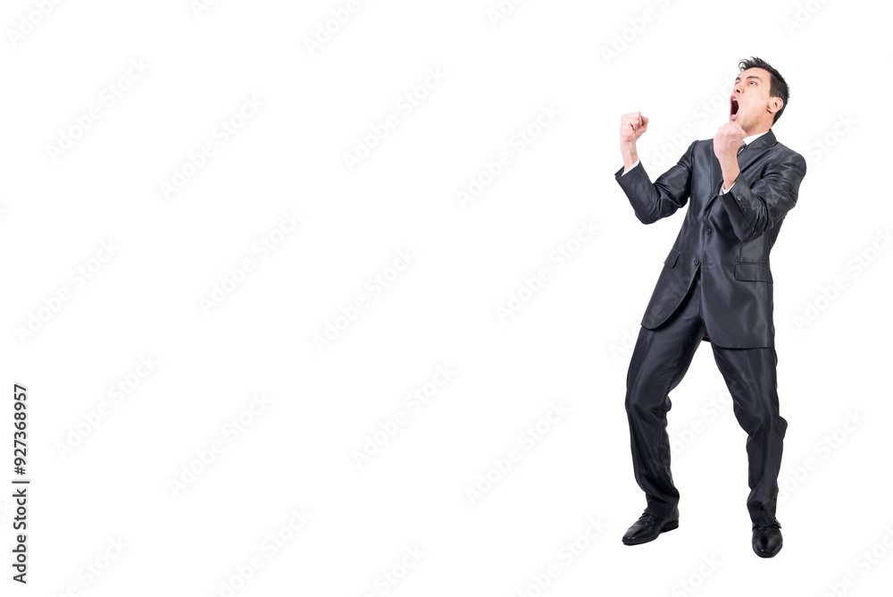 Man celebrating success in studio. White background. Man celebrating success in studio. White background.