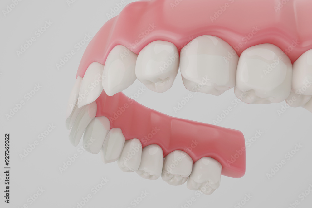 Fototapeta premium White teeth and healthy gums on white background.