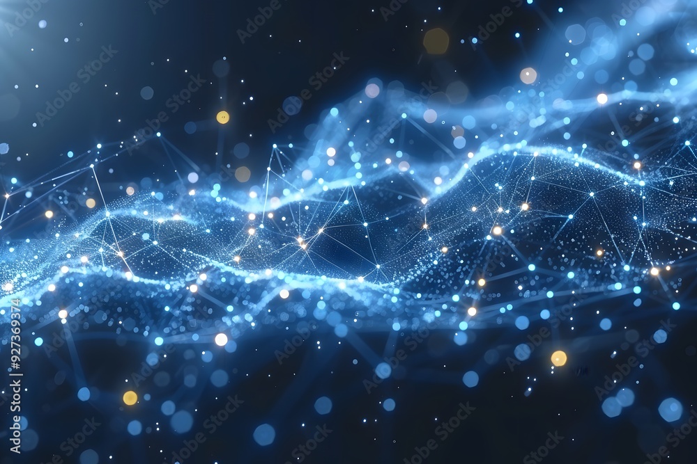 Obraz premium Abstract Digital Network Visualization with Glowing Nodes and Lines for Technology and Innovation