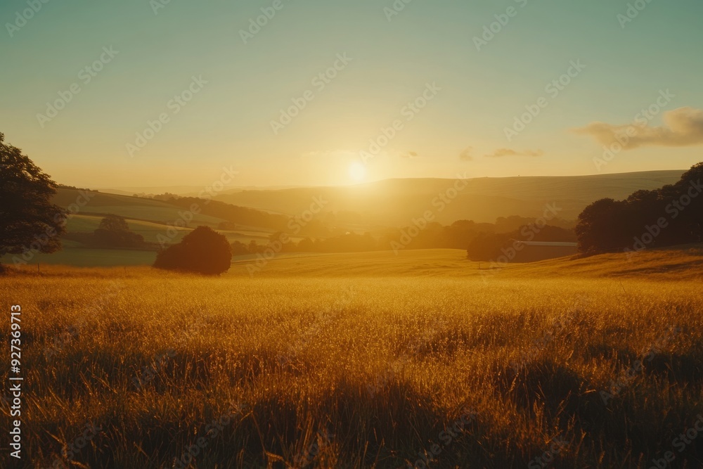 Fototapeta premium Golden Hour Field at Sunset
