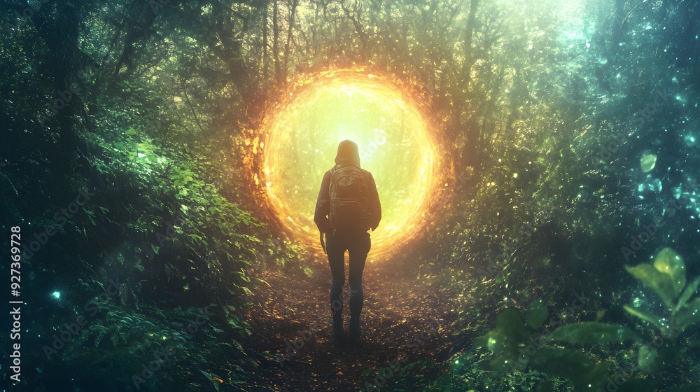 backpacker discovering a hidden magical backpacker discovering a hidden magical