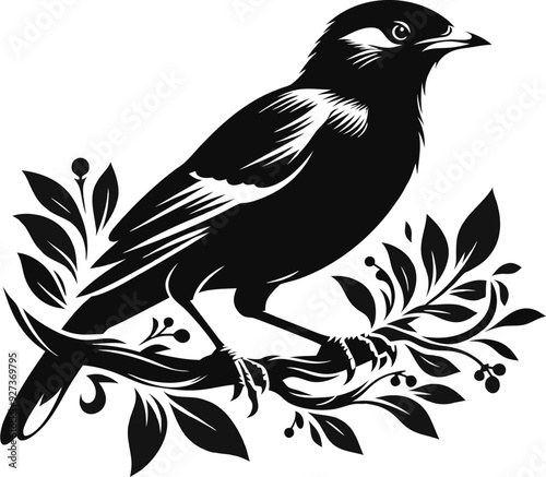Myna silhouette Bird vector