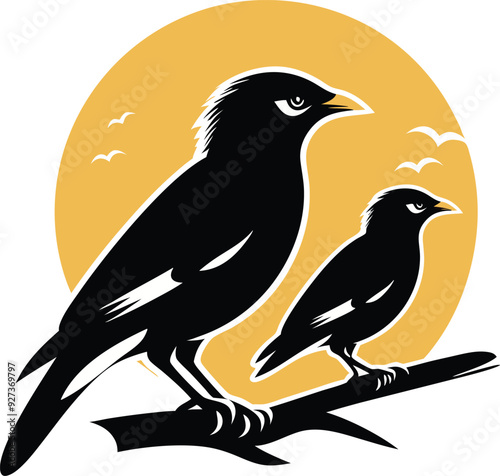 Myna silhouette Bird vector