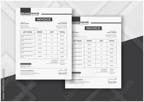 Minimal invoice design template, Invoice template layout, Simple invoice layout