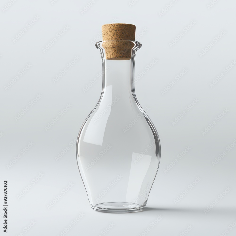 A mockup of a glass bottle with a cork A mockup of a glass bottle with a cork