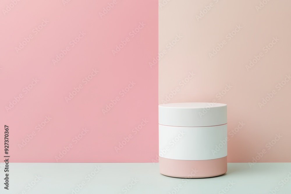 A mockup of a cylindrical container with a blank white label A mockup of a cylindrical container with a blank white label