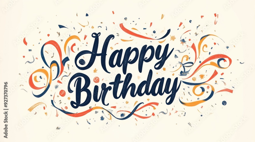 Colorful Happy Birthday Greeting with Festive Design Elements Colorful Happy Birthday Greeting with Festive Design Elements