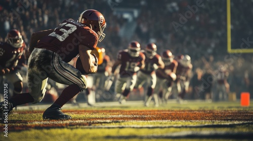 Super bowl game. American football team players in a stadium 