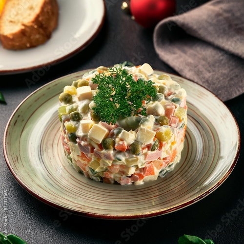 Russian traditional salad olivier photo