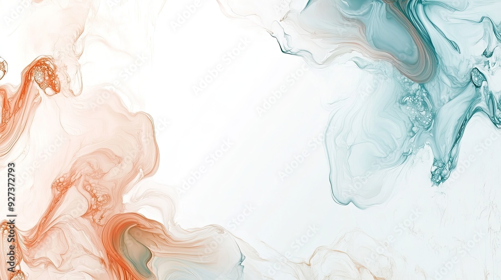 Fototapeta premium Elegant fluid art in muted tones with large blank space on the left