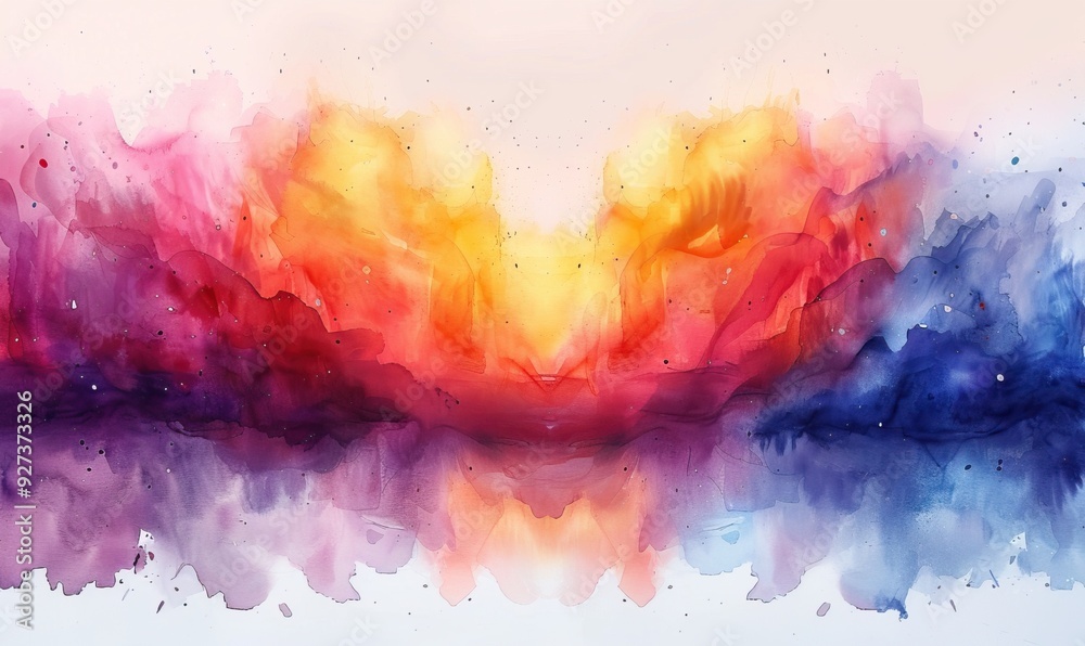 Fototapeta premium A vibrant Mardi Gras scene captured in a digital watercolor abstract splash, showcasing colorful artistic expressions.
