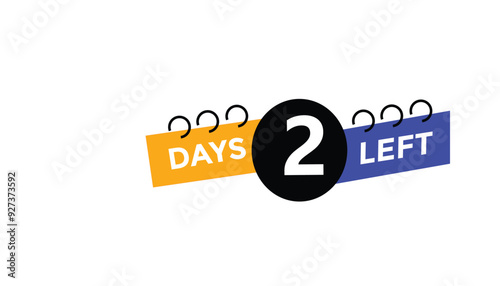 2 days left Countdown number banner templates. time icon. Vector Illustration 