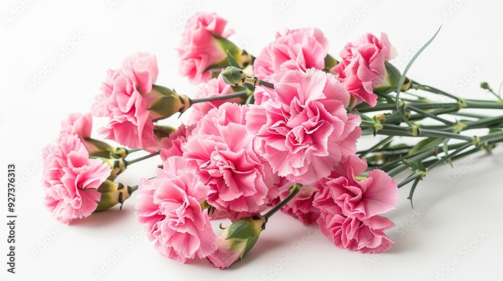 Carnation flowers arranged on a white backdrop Carnation flowers arranged on a white backdrop