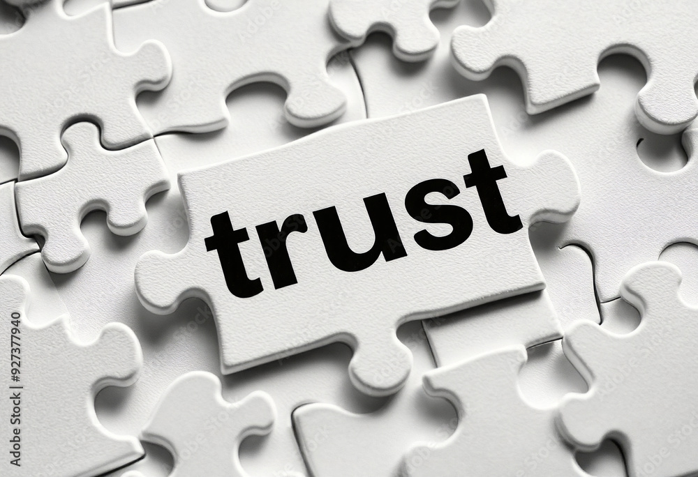 Fototapeta premium solution puzzle showing word trust