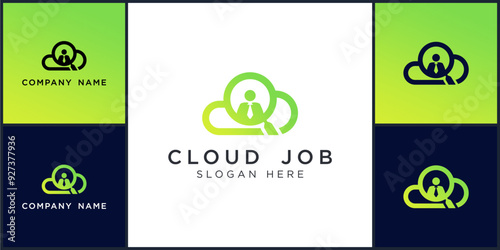 Vector of cloud job logo dan icon design template, can be used in various media easily, editable