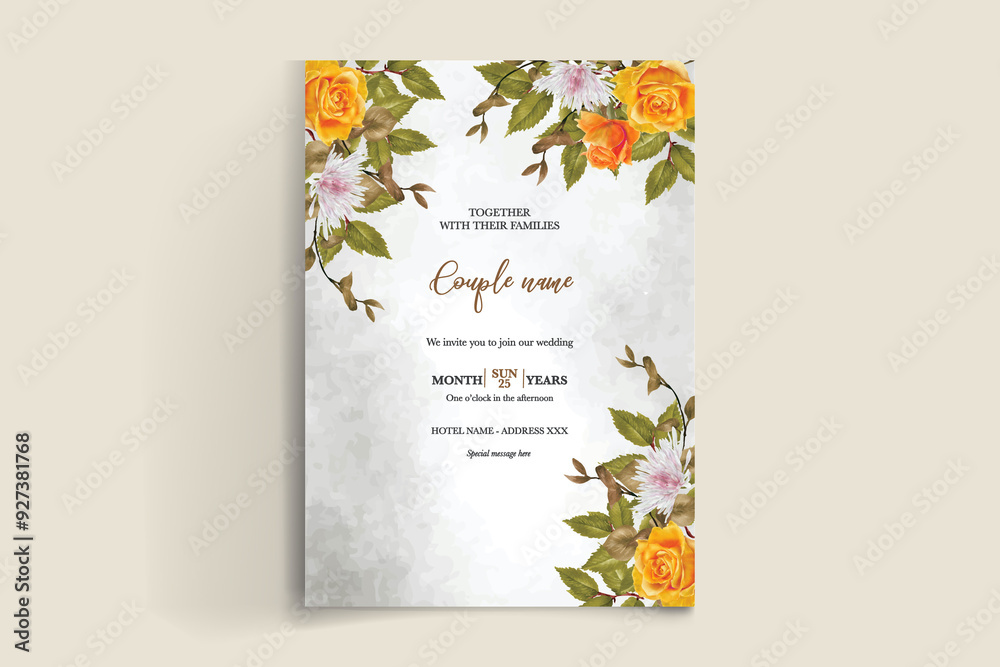 Obraz premium BRIDAL SHOWER FLORAL INVITATION TEMPLATE