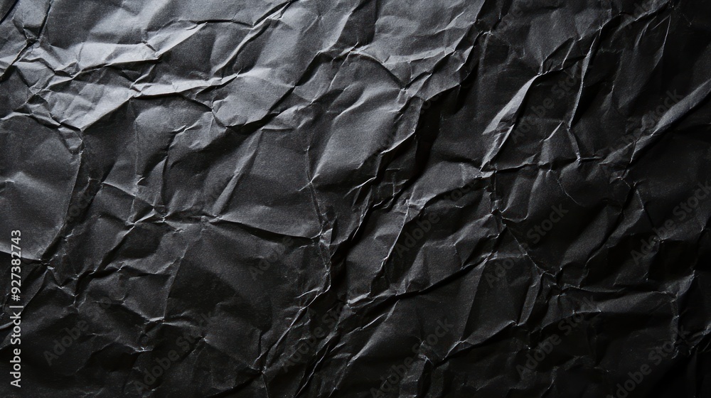 Close-up of Crumpled Black Paper Texture Close-up of Crumpled Black Paper Texture
