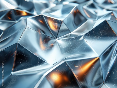 Abstract Metallic Surface with Geometric Patterns
