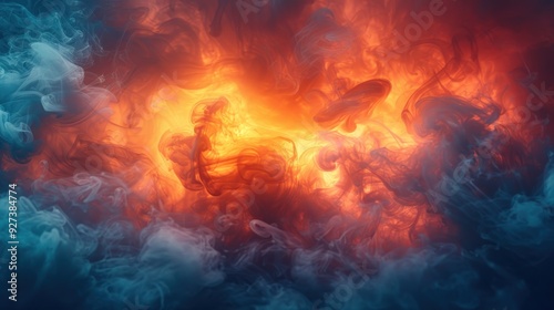 Abstract Smoke Art: Red and Blue Swirls