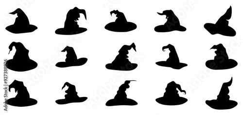 Hand drawn happy and cute halloween elements set.  hat clipart.