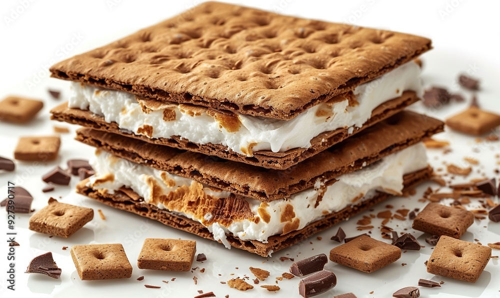 Smores are isolated on a transparent background, highlighting this classic treat�s gooey and delicious components. Smores are isolated on a transparent background, highlighting this classic treat�s gooey and delicious components.