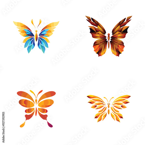 Colorful Butterfly Logo or Icon. Minimalist Butterfly Logo Illustration with Line Style for Brand Identity