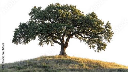 A high-resolution image of a rare Cork Oak (Quercus suber) sapling, isolated on a white background photo