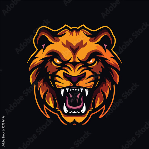 angry lion jaguar mascot sport gaming esport logo template photo