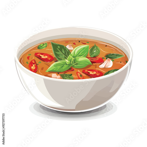 thai basil soup in a bowl vector