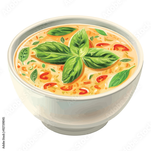 thai basil soup in a bowl vector