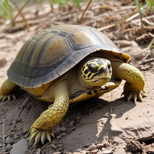 Yellow Valley Turtle Ungulate tortoise  Cheeriness angulation Western, photo