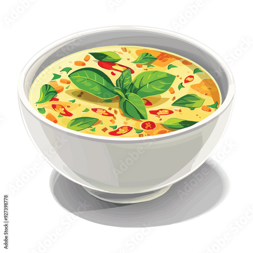 thai basil soup in a bowl vector