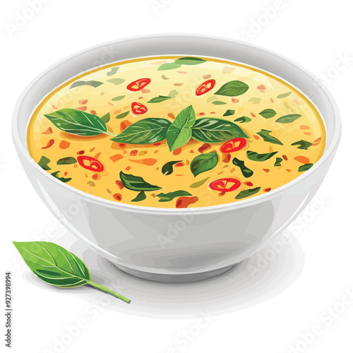 thai basil soup in a bowl vector