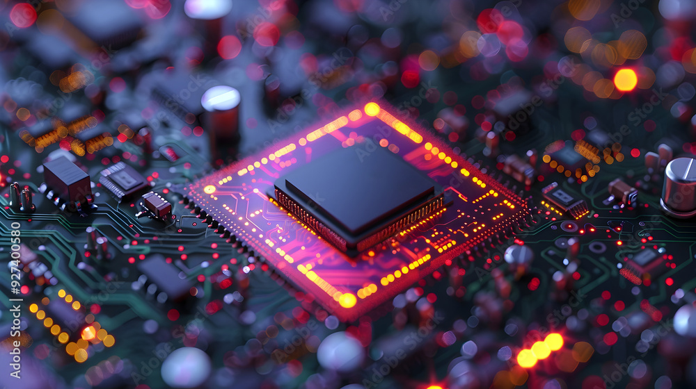 Microchip Close Up On Silicon Wafer In Semiconductor Laboratory Microchip Close Up On Silicon Wafer In Semiconductor Laboratory