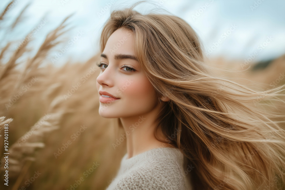 Stuning Model Outside With Hair Blown Back Stuning Model Outside With Hair Blown Back