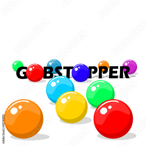Gobstopper Day event food banner. Colorful hard candies are commonly called gobstoppers or jawbreakers among children. With bold text on white background to celebrate on September 14th