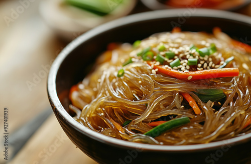 Traditional Korean food japchae photo