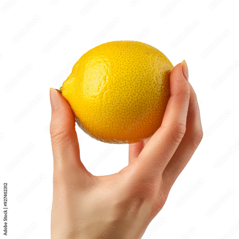 Hand Holding a Fresh Lemon, Ideal for Food and Health Concepts Hand Holding a Fresh Lemon, Ideal for Food and Health Concepts