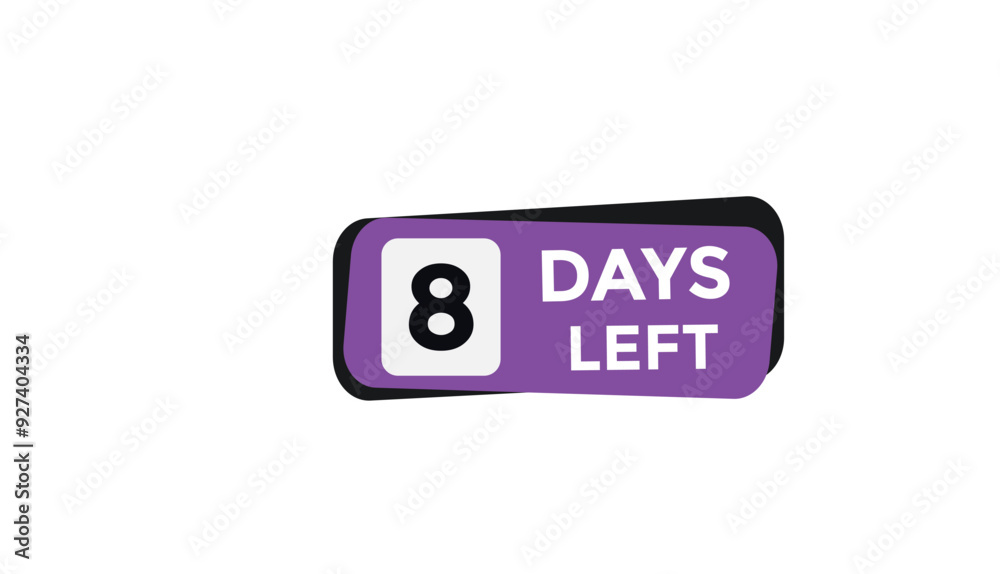 8 days left Countdown number banner templates. time icon. Vector Illustration 8 days left Countdown number banner templates. time icon. Vector Illustration
