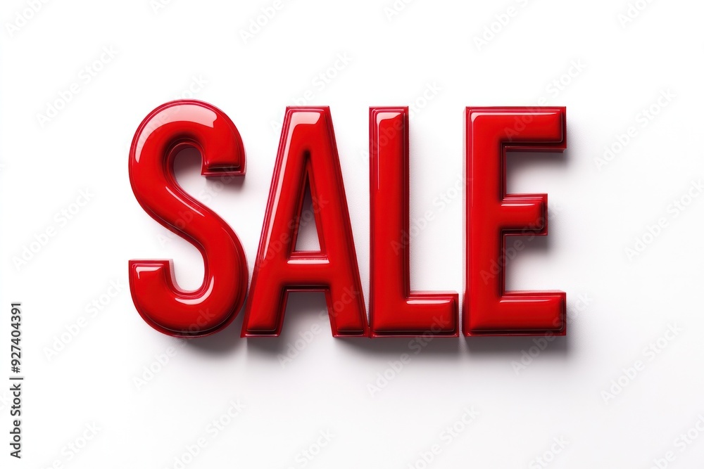 Red 3D Sale Sign on White Background Red 3D Sale Sign on White Background