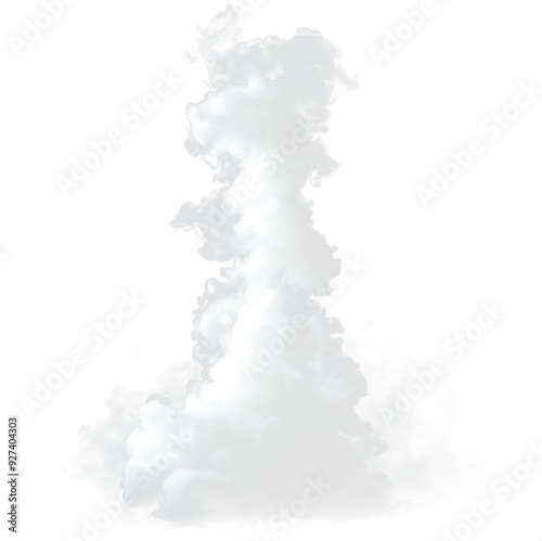 Isolated Cumulus Cloud of White Smoke Rising from Dry Ice, Perfect for Creating Atmospheric Scenes with Elements of Fog, Mist, and Air. Transparent background PNG