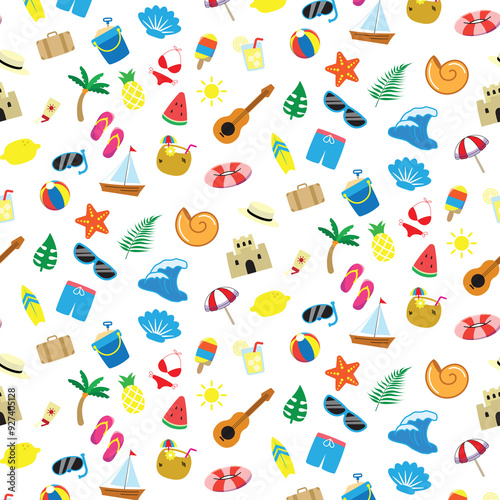 seamless summer pattern with accessories photo