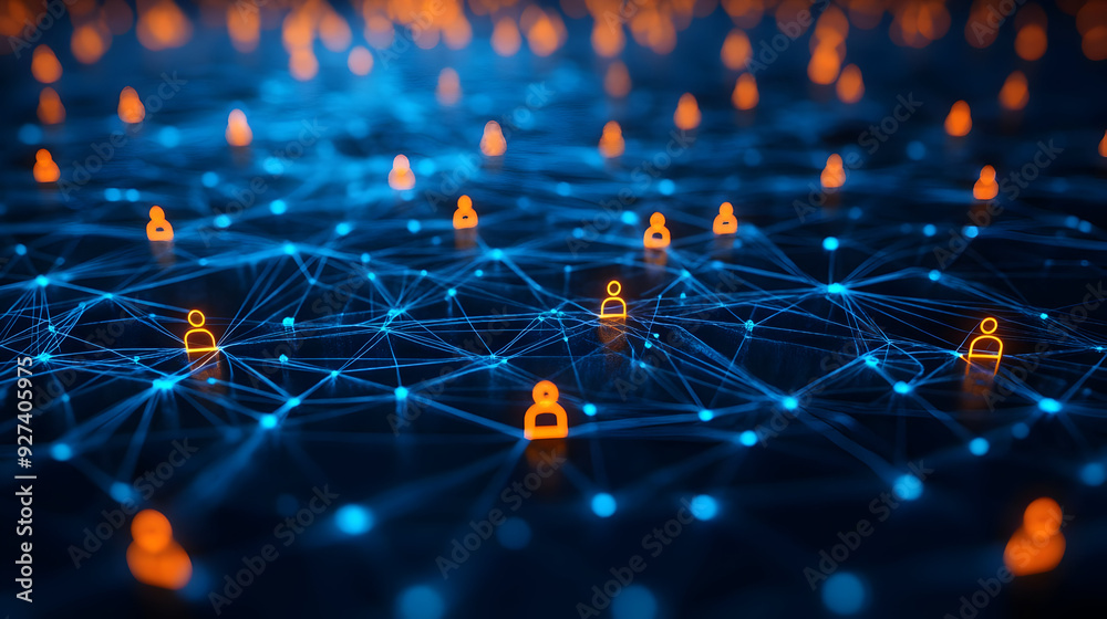 Abstract network of interconnected nodes with lock icons, symbolizing data security and online privacy in a digital landscape. Abstract network of interconnected nodes with lock icons, symbolizing data security and online privacy in a digital landscape.
